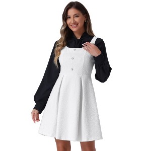 INSPIRE CHIC Women's Sleeveless Square Neck Plaid Fit and Flare Tweed Dresses - 1 of 4