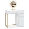 GlasFlength Modern Vanity Tables Set with Lighted Mirror, Dressing Table and Cushioned Stool Set with Drawers, White 31.57"*15.87"*48.43” - 3 of 4