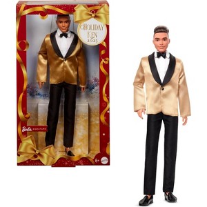 Barbie Signature 2025 Holiday Light Brown Hair Ken Collectible Fashion Doll wearing Full Suit with Golden Jacket - 1 of 4