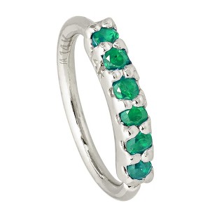 Jewelry Avalanche Unisex 20G 14K Gold Emerald Nose Hoop, 6mm(1/4") Nose Ring - 1 of 4