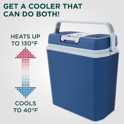 Ivation 24L Blue Electric Thermoelectric Cooler with Wheels