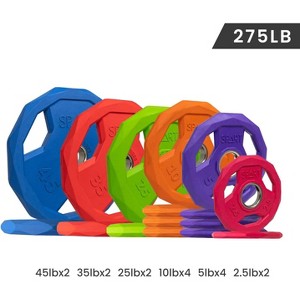 Color Weight Plate 2-Inch Rubber Coated Plate for Barbell, Solid Cast Iron Weight Plates for Strength Training, Weightlifting, Crossfit, Home Gym - 1 of 4