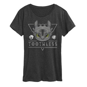 Women's - How to Train Your Dragon - Toothless Line Art Short Sleeve Graphic T-Shirt - 1 of 4
