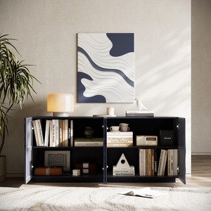 TiramisuBest 59" Modern Buffet Cabinet with 4 Doors, Luxurious Freestanding Sideboard for Kitchen & Living Room,Navy Blue - 1 of 4