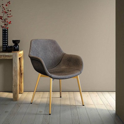Charcoal Black Metal Arm Chair with Modern Design