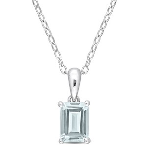 EVERLY JEWELRY | Sterling Silver Pendant with Gemstone and Created Gemstone – Multiple Stone Options - 1 of 4