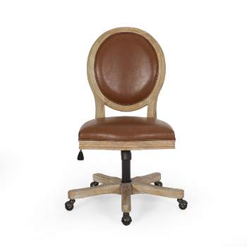Pishkin French Country Upholstered Swivel Office Chair Cognac Brown/Natural - Christopher Knight Home