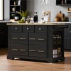 Kitchen Island with 6 Drawers, Pull-Out Trash Can Storage, Rolling Kitchen Cart on 5 Wheels with Spice & Towel Racks - 4 of 4