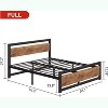 Vintage Industrial Bed Frame with Rustic Wood Headboard, 14" Underbed Storage, No Box Spring Needed, Easy Assembly - 2 of 4