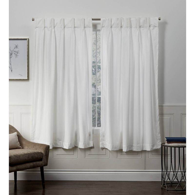 Set Of 2 Velvet Pinch Pleated Light Filtering Window Curtain Panels - Exclusive Home, 1 of 10