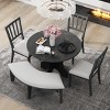 5-Piece Round Dining Table Set for 4, Rubber Wood Farmhouse Dinette with Upholstered Chairs & Bench, Kitchen or Dining Room Furniture - Cuddlewood - 2 of 4