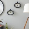 Set of 2 Metal Pocket Watch Style Wall Clocks Cream - Olivia & May: Vintage-Inspired, Oval, Indoor Hanging Timepieces - 2 of 4