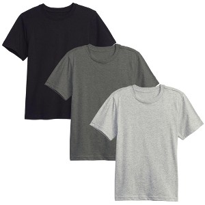 Action Thread Boy's Short Sleeve Crew Neck Premium Soft Cotton Blend T Shirt -3 Pack - 1 of 3