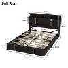 Full Upholstered Platform Bed Frame with 4 Drawers, Storage Headboard, LED Lights & Charging Station, Black - 2 of 4