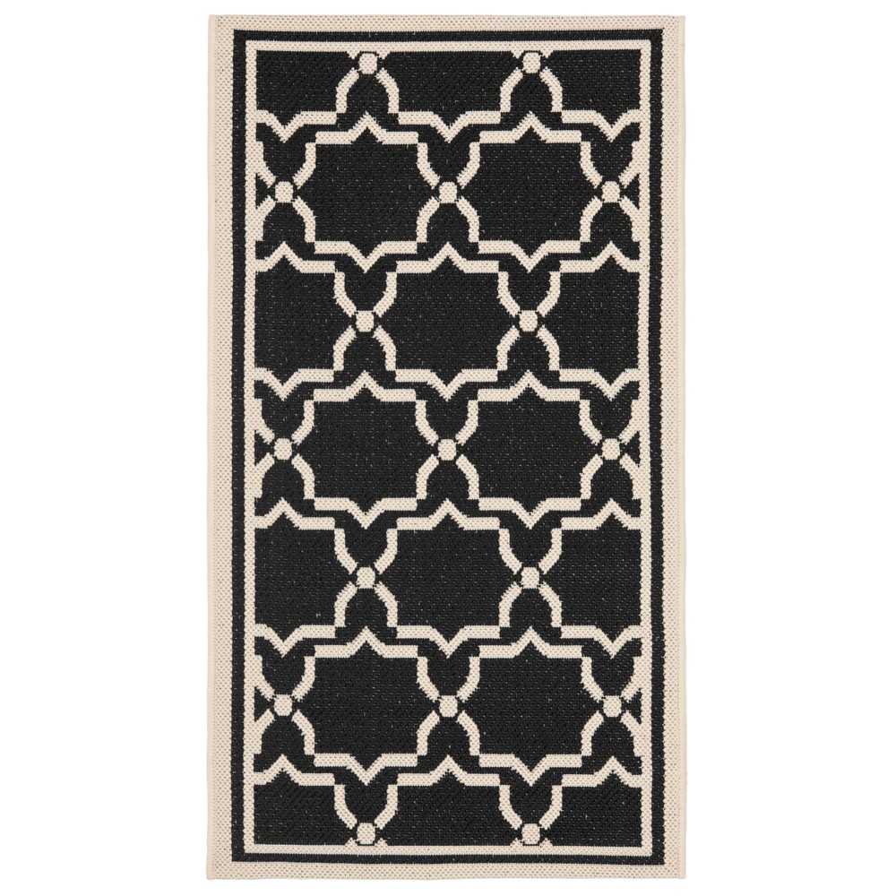 2'X3'7in Rectangle Aylesbury Outdoor Patio Rug Black/Beige - Safavieh