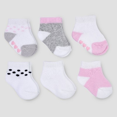 Carter's Just One You® Baby Girls' 6pk Basic Ankle Terry Socks - Pink/Gray 3-12M