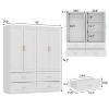 Hitow White Armoire Modern Minimalist Wardrobe Set Lines Pattern Gold Accessories - 3 of 4