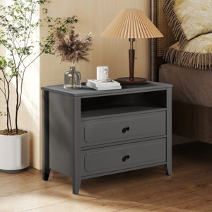EROMMY 29.9" W Wood Nightstand With Two Drawers - 1 of 4