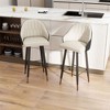 POVISON 30'' Modern Leather Bar Height Stools Set of 2, Upholstered Bar Chairs for Kitchen Island, Black - 2 of 4