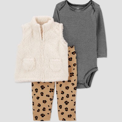Image of Baby Girls' Sherpa Vest Top & Bottom Set - Just One You® made by carter's White 3M