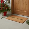 HomeRoots 17" X 29" Brown And Green Christmas Merry and Bright Outdoor Coir Door Mat - 2 of 4