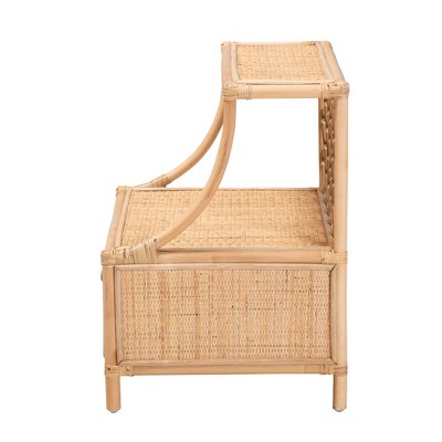 Lalo Natural Brown Rattan 1-Drawer Bohemian Nightstand