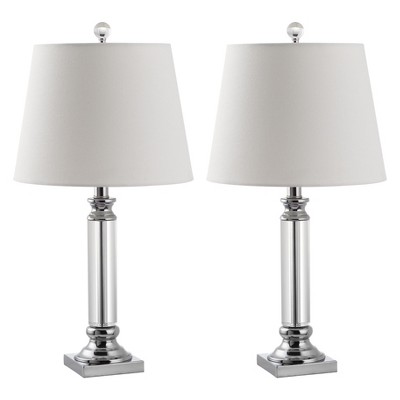 (Set of 2) 24" Zara Crystal Table Lamp Clear (Includes CFL Light Bulb) - Safavieh