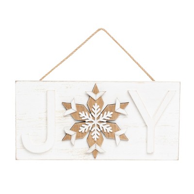 Transpac Wood 13.39 in. Multicolored Christmas Dimensional Joy Wall Art