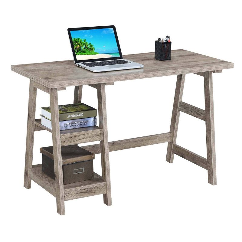 Breighton Home Trinity Trestle Style Desk with Built-In Shelves, 4 of 9