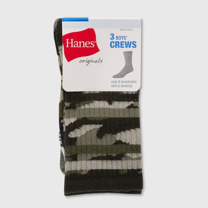 Hanes Boys&#39; Originals 3pk Crew Socks, 2 of 4