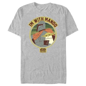 Men's Star Wars: The Mandalorian I'm with Mando Minimalist Badge T-Shirt - 1 of 4