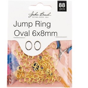 John Bead Must Have Findings Metal Gold 8x6mm Oval Jump Rings for Jewelry Making Findings, 98 Pieces - 1 of 2