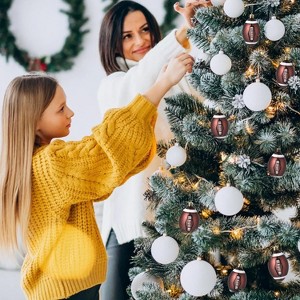 24Pcs 2.36in/6cm Sports Theme Christmas Tree Ball with Sparkle, Hanging Ornaments Set for Home Holiday Party Wreath Garland Fireplace Decor - 1 of 4