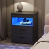Fredees Night Stand with Drawer, Charging Bedside Table with USB & Type-C Port, LED Nightstand with Human Sensor Light. - 3 of 4