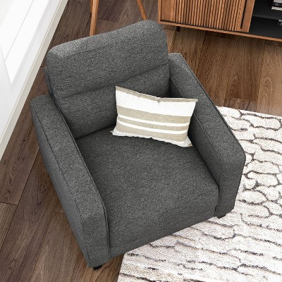 Gray Handcrafted Wood Frame Accent Chair with Plush Cushions
