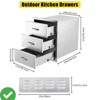 Outdoor Kitchen Drawers - Stainless Steel Flush Mount Triple Access BBQ Drawers with Divider Venting Panel - 3 of 4