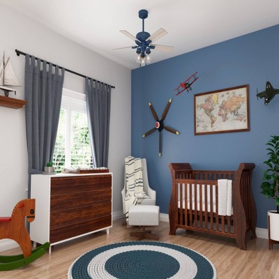 Hartland Indigo Blue 44" LED Ceiling Fan with 5 Light Gray Oak Blades