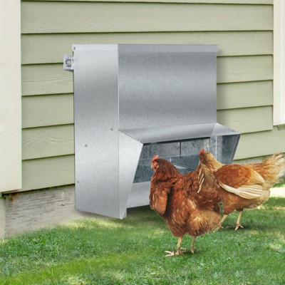Galvanized Steel Automatic Wall-Mounted Chicken Feeder