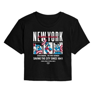 Women's Captain America New York Panels Cropped Graphic T-Shirt
