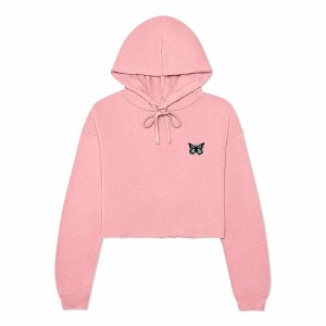 Dalix Butterfly Embroidered Fleece Cropped Hoodie Pullover Relaxed Fit Womens - 1 of 4