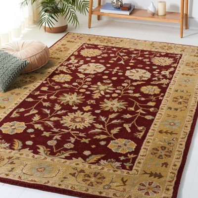 Heritage Red and Gold Hand-Tufted Wool Square Rug