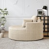 KWPZQEB 50'' Corduroy Foam Single Chair, Large Barrel Arm Chairs with Deep Seat, Upholstered Round Sofa Chair for Living Room, Apartment - 3 of 4