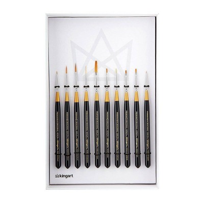 Kingart 10pc Original Mini Brush Set - Short handle - Gold