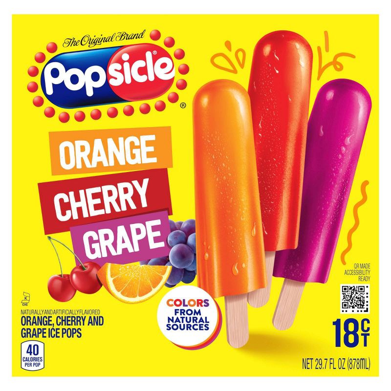 Popsicle Orange Cherry Grape Variety Ice Pops - 18ct, 3 of 12
