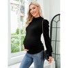 Clearlove Turtleneck Puff Sleeves Long Sleeve Ribbed Pleated Sweater Pullover Spring Casual Shirts for Women - 3 of 4