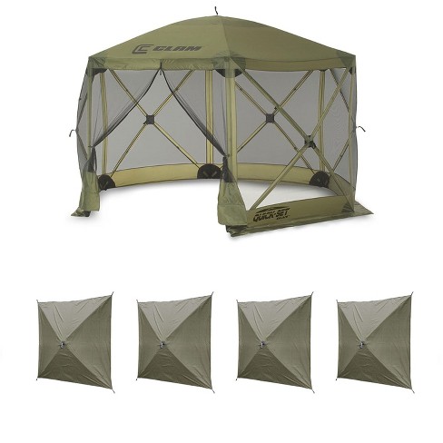 Clam Quick Set Escape 12 X 12 Foot Portable Pop Up Outdoor Camping Gazebo  Canopy Shelter Tent With Carry Bag And Wind Panels (3 Pack), Tan : Target