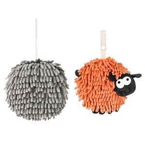 REGALWOVEN 2 Pcs Cute Comfortable Soft Absorbent Chenille Ball Fuzzy Hand Towel - 1 of 4