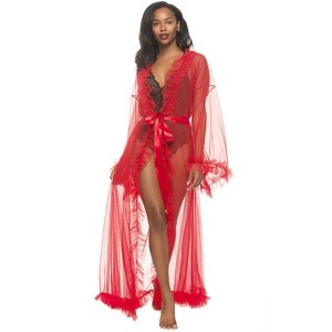 Veil Tulle Ruffle Peignoir Robe - 1 of 3