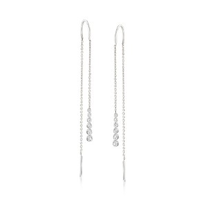 Ross-Simons 0.25 ct. t.w. Bezel- Set Diamond Threader Earrings in Sterling Silver - 1 of 3