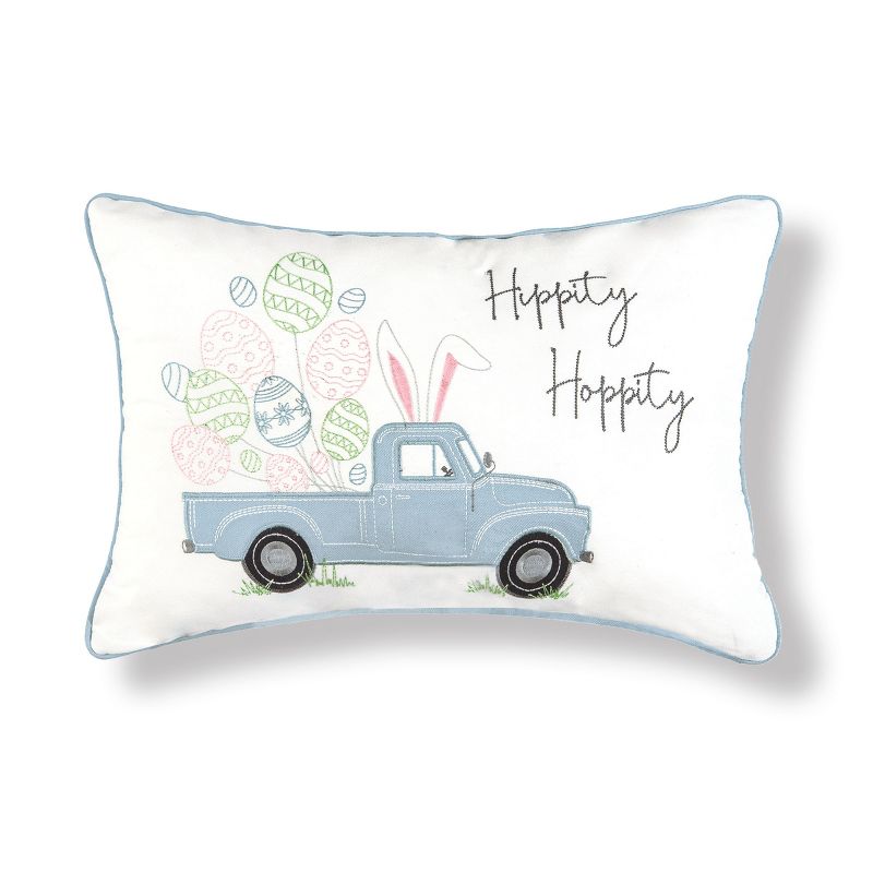 C&F Home 13" x 20" Hippity Hoppity Easter Truck Spring Embroidered Throw Pillow, 1 of 5